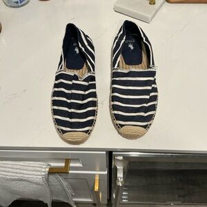 Ralph Lauren Polo Navy  and White Striped Espadrilles men’s 13